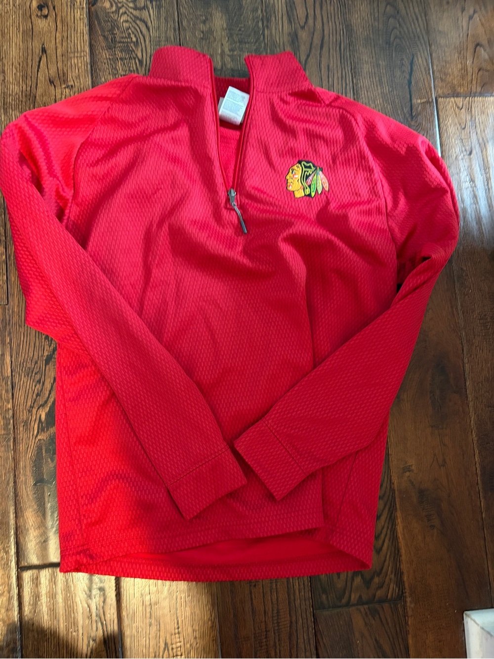 Red Mens Quarter-Zip Pullover Chicago Blackhawk